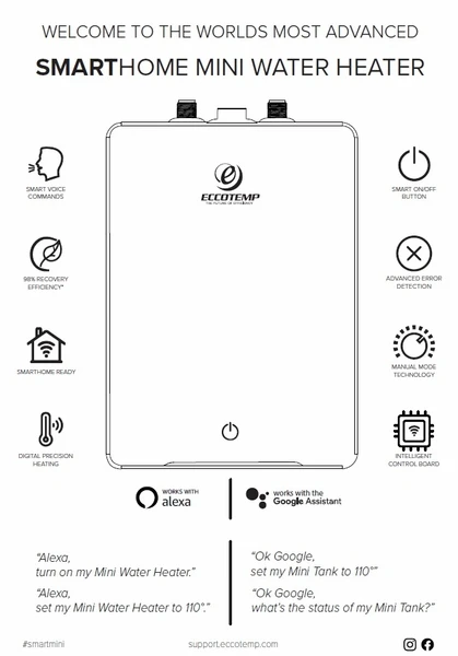 Eccotemp SmartHome Electric Mini Point-of-Use Water Heater - 2.5 Gallon Tank - Image 5